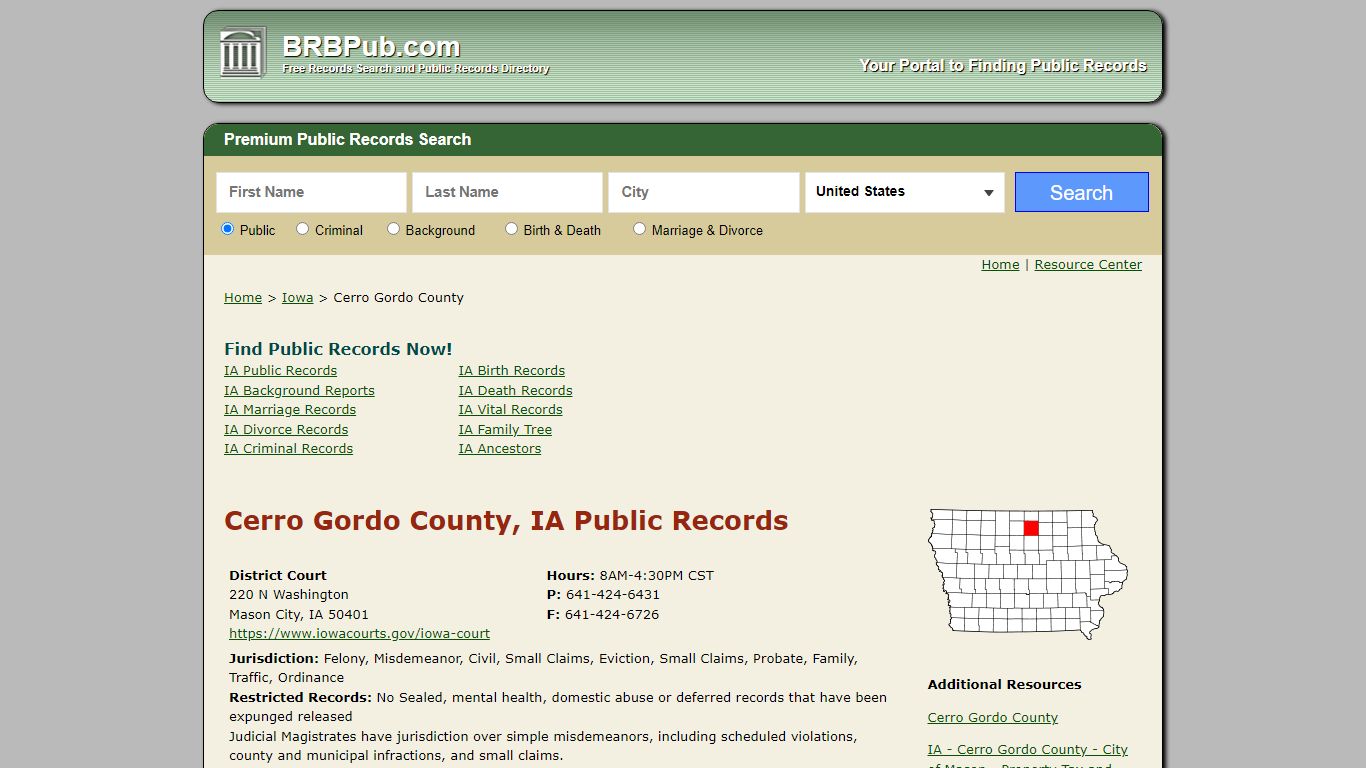 Cerro Gordo County Public Records | Search Iowa Government ...